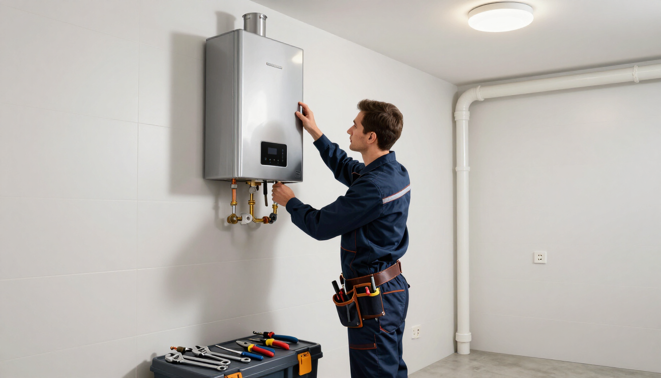 Plumber Installing Water Heater
