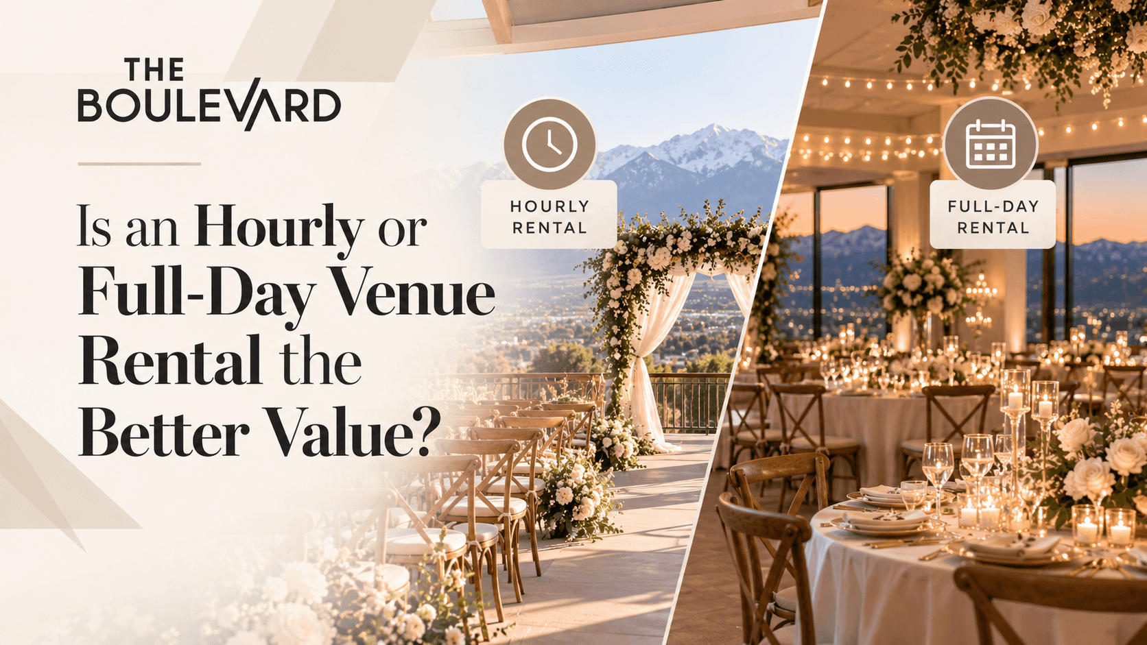 The Boulevard Venice patio, comparing hourly and full-day rental value at a sunlit outdoor venue
