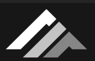 Abstract logo of three overlapping upward-pointing triangles in shades of gray on a black background.