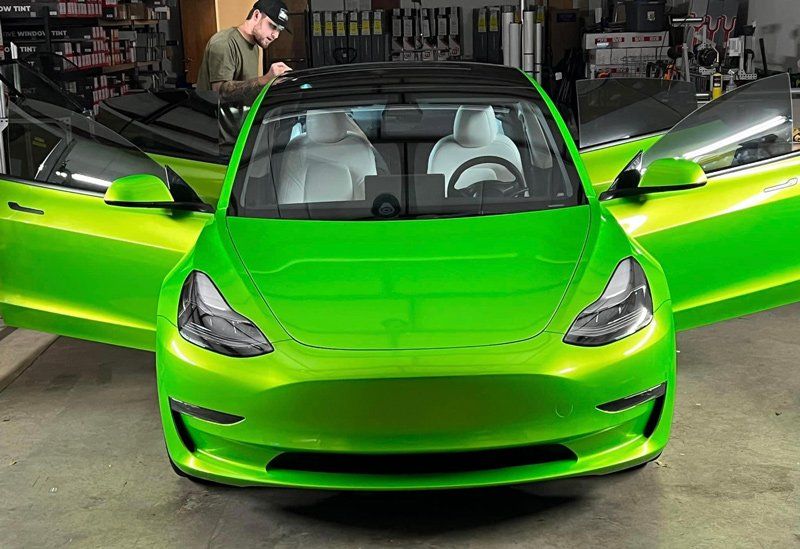 Bright Green Car — Fresno, CA — Precision Window Tinting