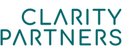 Clarity Partners logo in teal text on a white background
