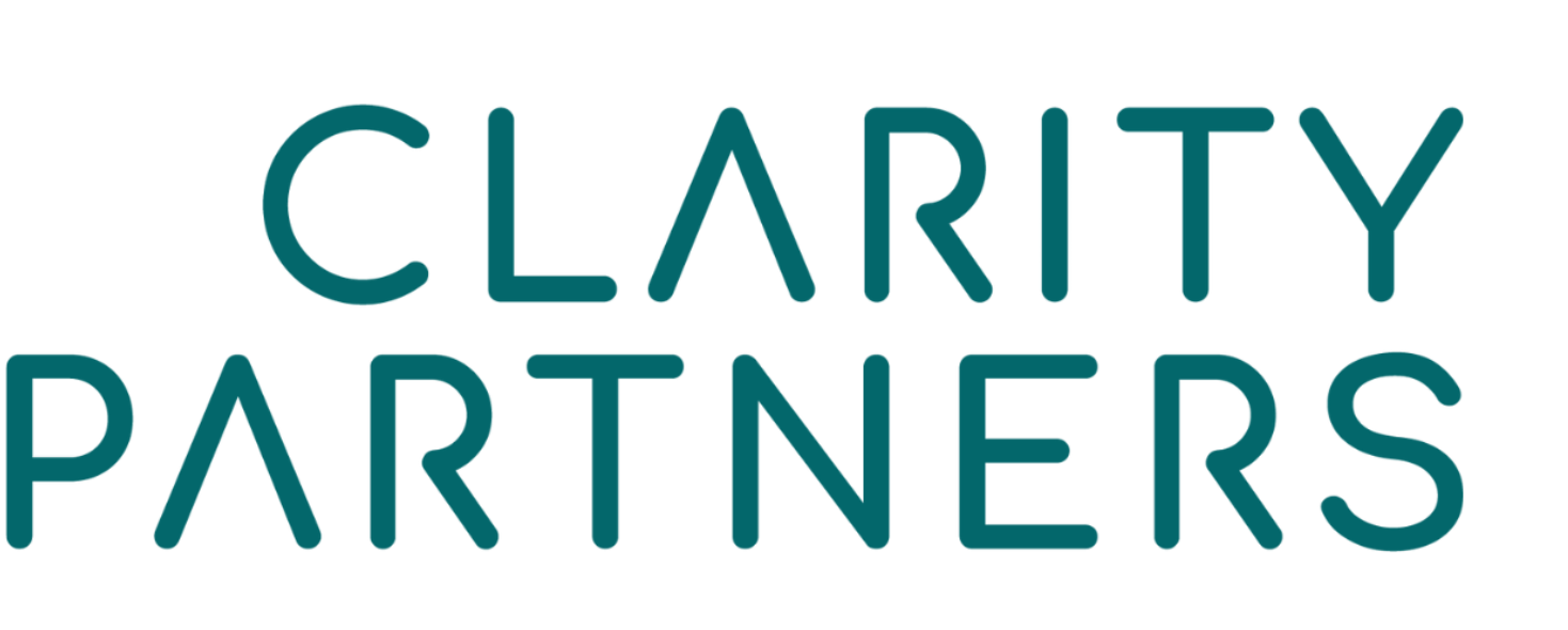 Clarity Partners logo in teal text on a white background