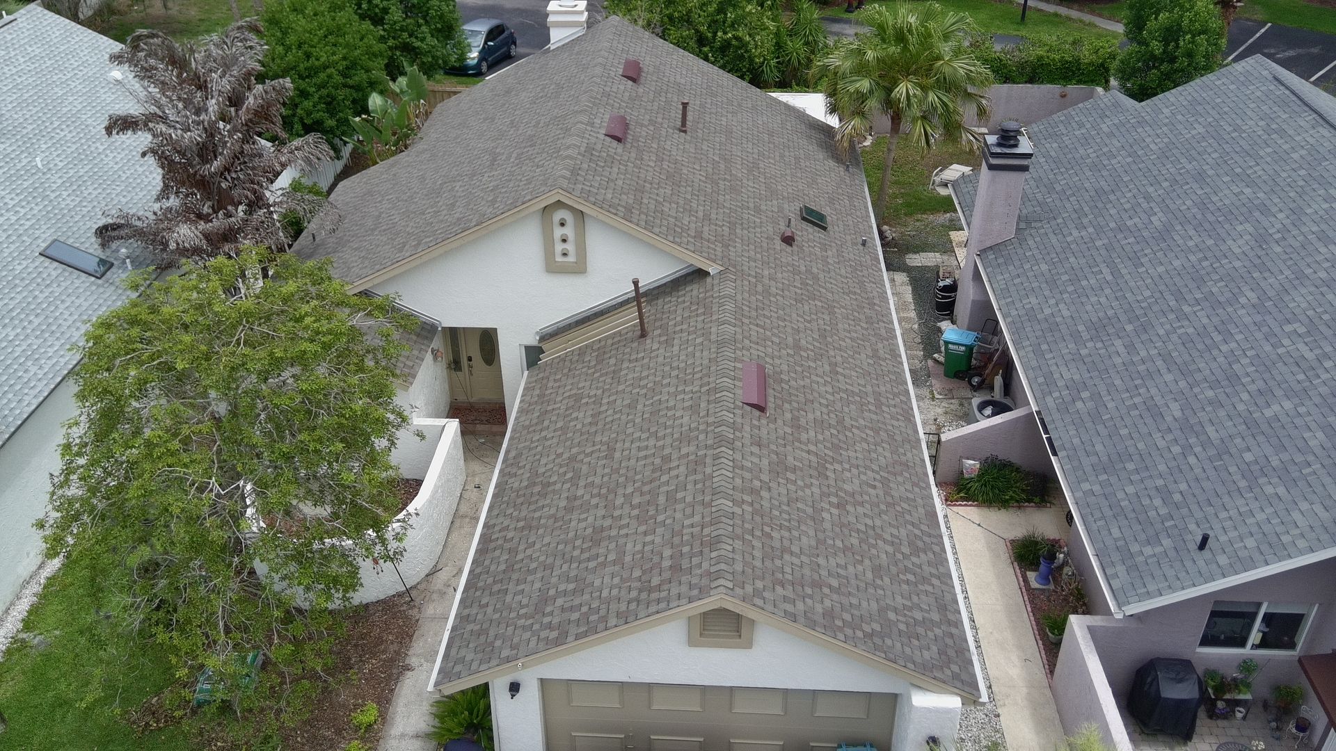 Aerial view of a completed Revildor architectural shingle roof in Central Florida