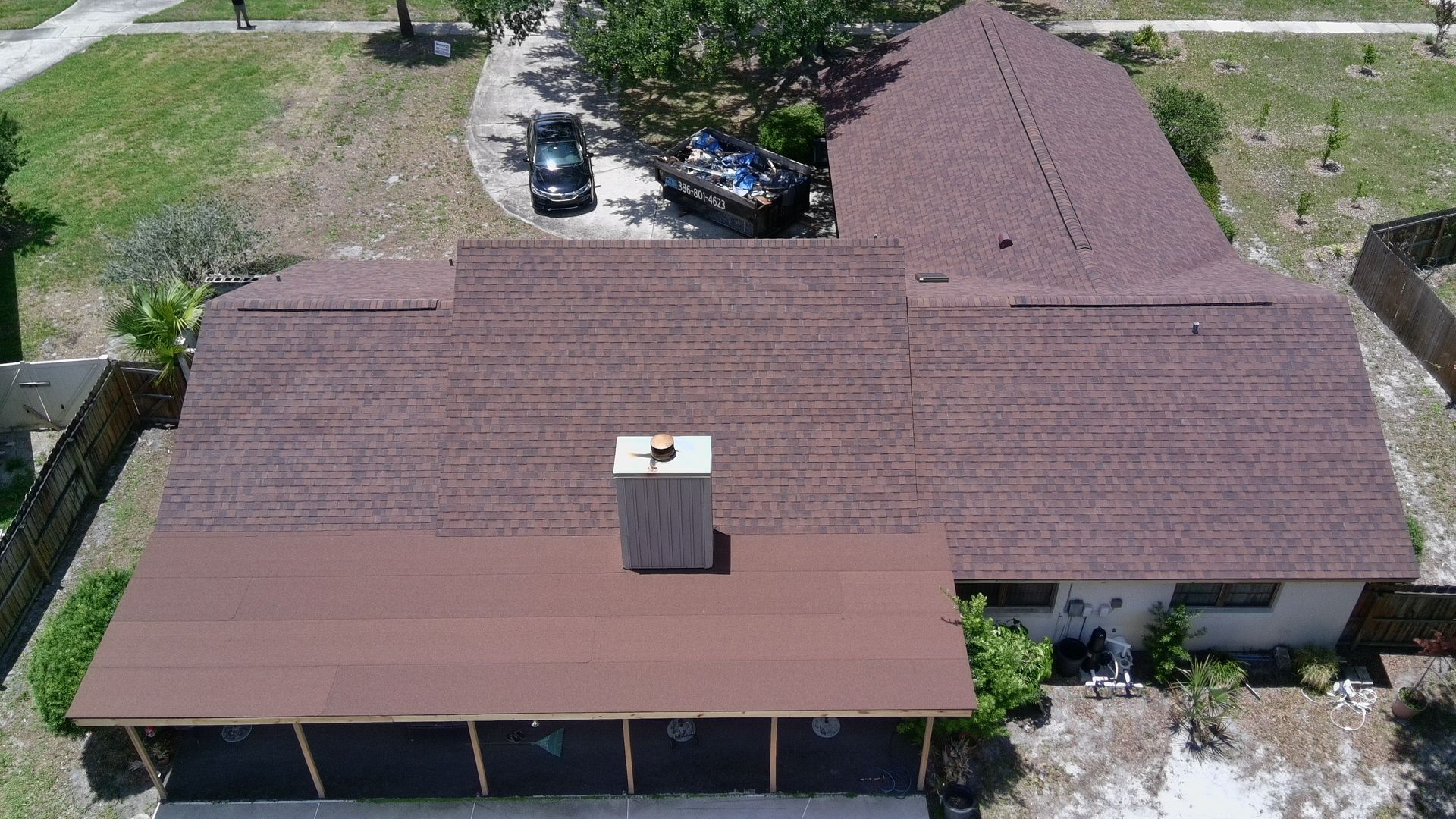 Architectural asphalt shingle roof completed on a Lake Mary, Florida home