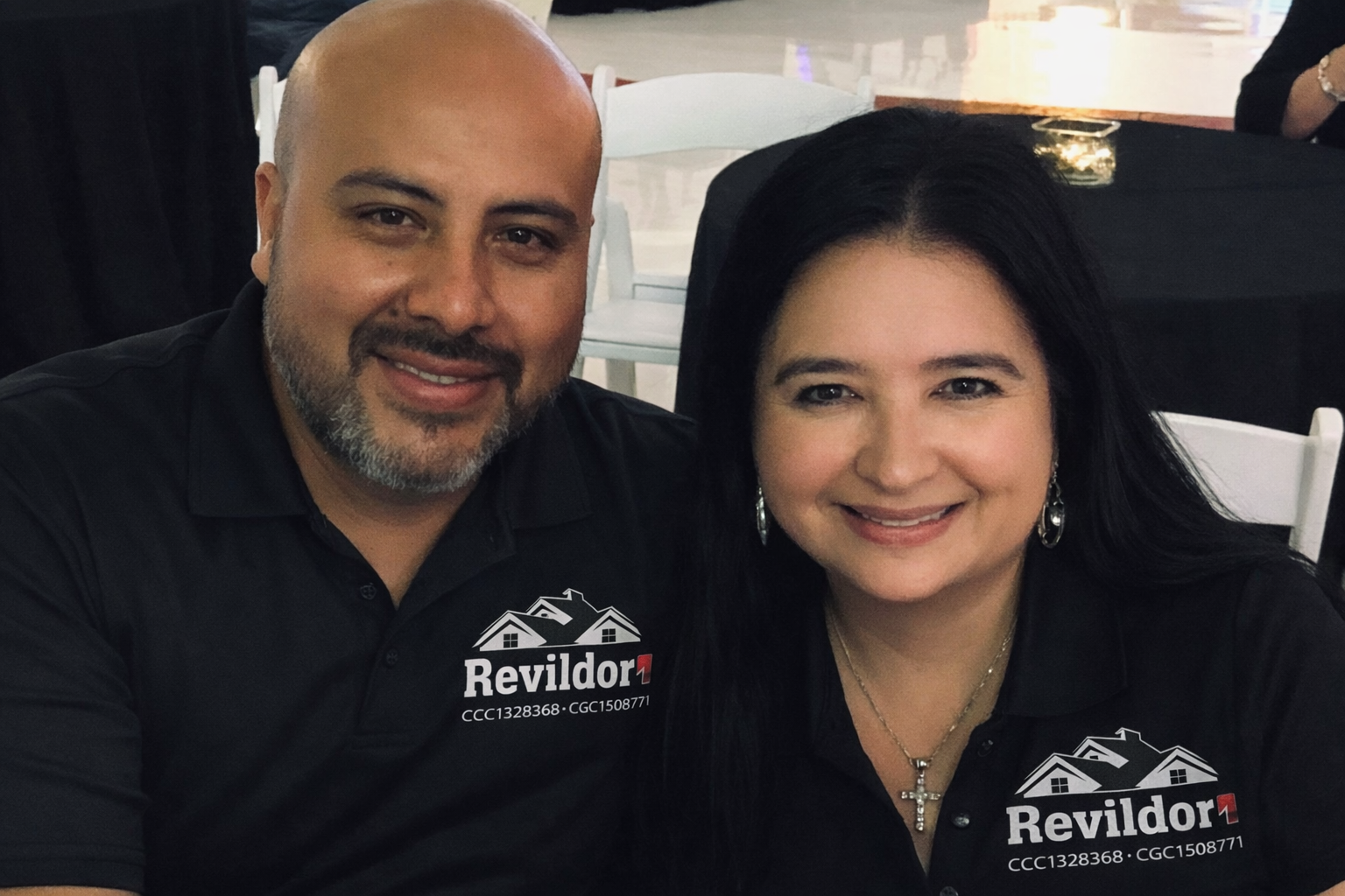 Luis Quevedo and Diana Bolivar owners of Revildor roofing company in Orlando Florida