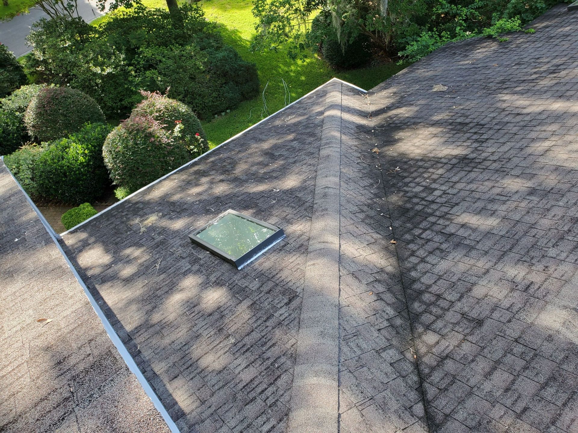 Aged asphalt shingles showing wear in Florida