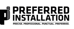 Preferred Installation logo with bold black text and a stylized “P” icon; tagline reads “Precise. Professional. Punctual. Preferred.”