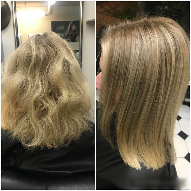 A Before and After Photo of a Woman's Hair in a Salon — Lush Hair Studio in Tumbi Umbi, NSW