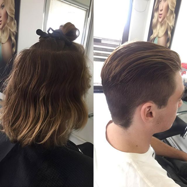 A Before and After Photo of a Person Getting Her Hair Cut — Lush Hair Studio in Tumbi Umbi, NSW