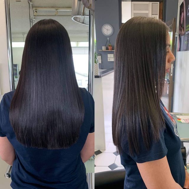A Before and After Photo of a Woman's Hair — Lush Hair Studio in Tumbi Umbi, NSW