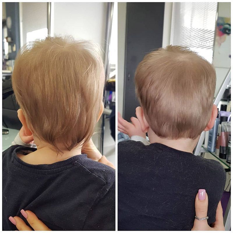A Before and After Picture of a Baby's Hair — Lush Hair Studio in Tumbi Umbi, NSW
