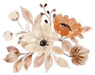A bouquet of pink and white flowers with leaves on a white background.