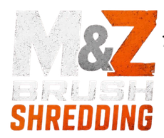 M&Z Brush Shredding logo in gray and orange text on a white background