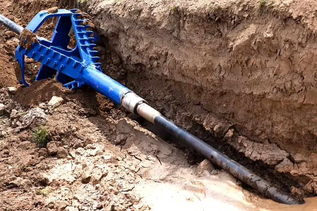 Professional land leveling and grading using powerful track bulldozers.