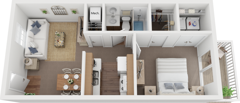 1 BED, 1 BATH Floor Plan