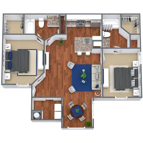 Black-and-white apartment floor plan with living room, dining room, kitchen, bedroom, hall, and bathroom
