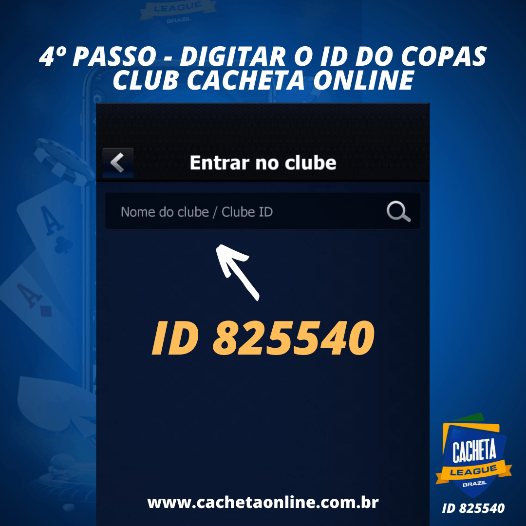 4º passo - digitar o id do copas club cacheta online