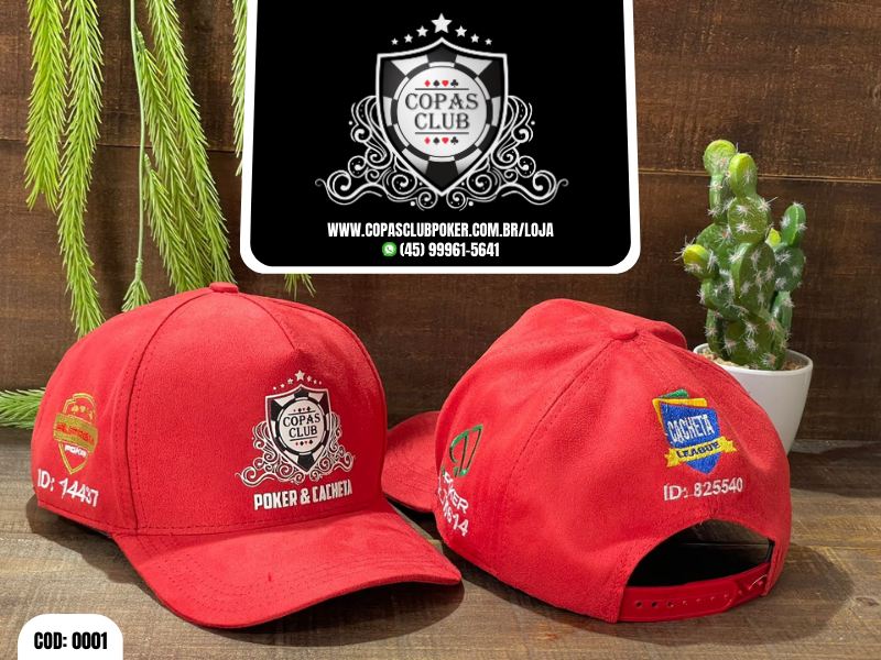 Boné Copas Club Poker e Cacheta - Vermelho