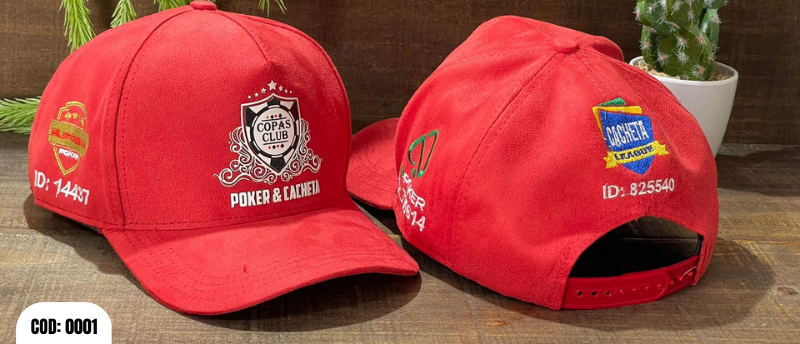 Boné Copas Club Poker e Cacheta - Vermelho