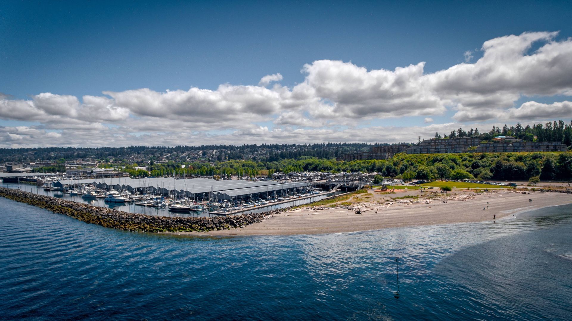 Aerial View of Edmonds Beach in Edmonds, Washington