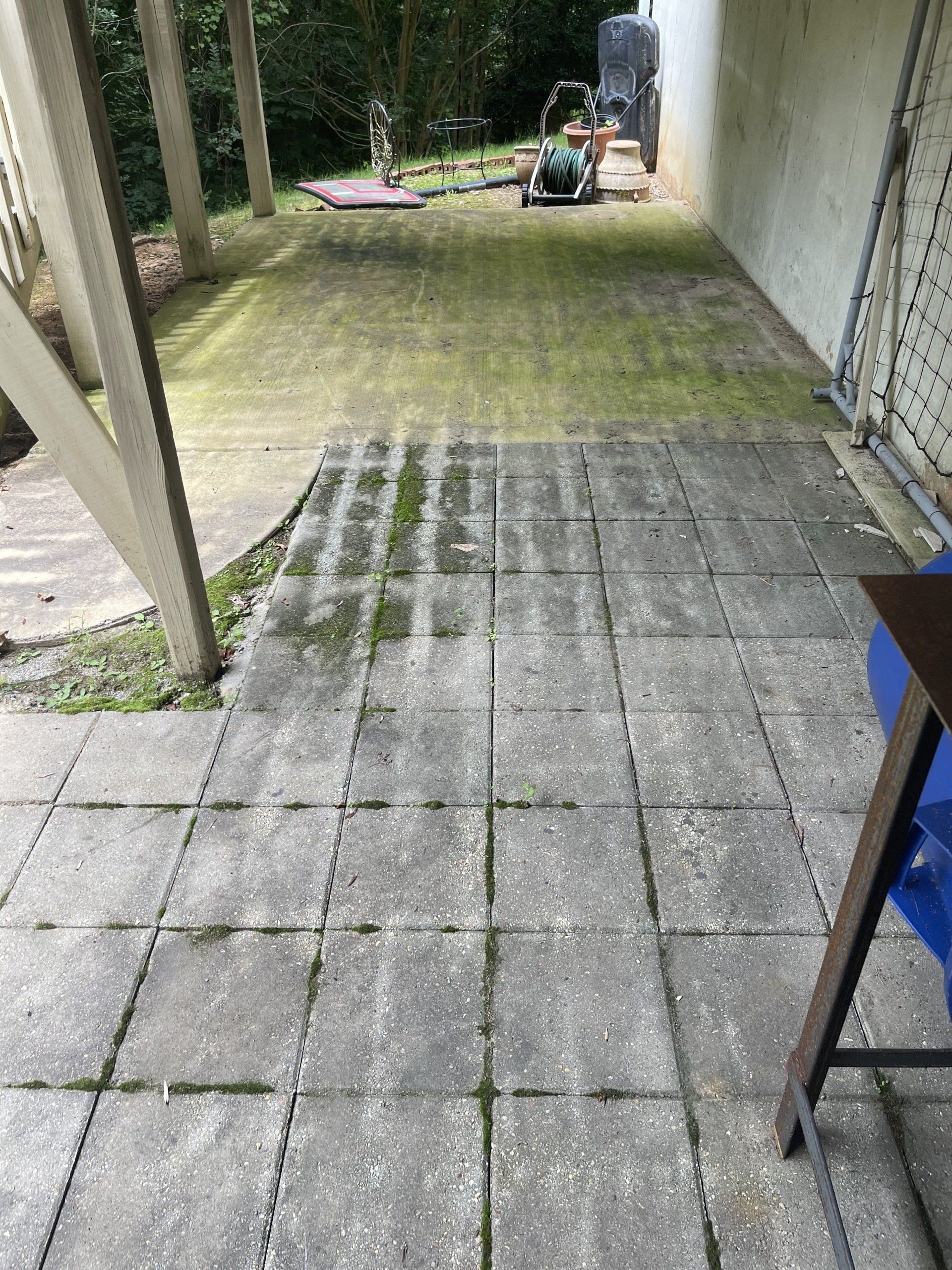 Pressure washing a deck