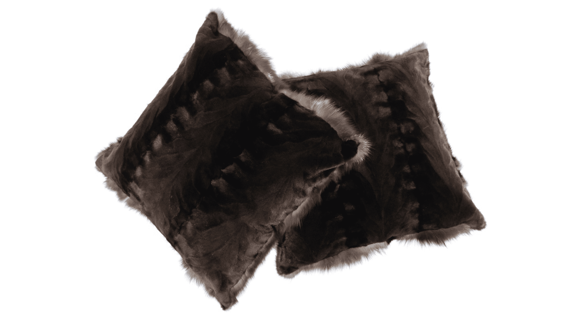 BROWN SILVER FOX FUR PILLOW THROW REVERSIBLE DARK SHEARED_MINK FUR INTERIOR DESIGN DAVID APPEL FURS THE REAL FUR DEAL LOS ANGELES BEVERLY HILLS - Beverly Hills, CA- Contact David Appel Furs, Beverly Hills, Los Angeles, CA