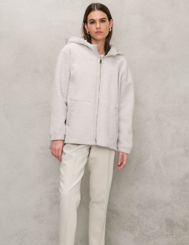 'Suprema' Sand Merino Shearling Jacket w/ Reversible Raincoat