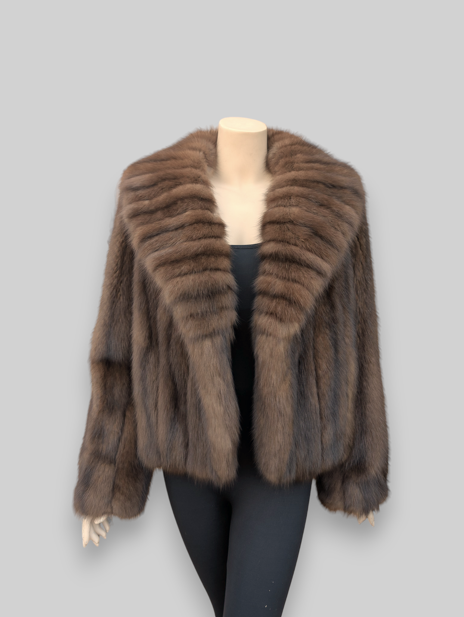 After: Russian sable jacket made of one half of the Russian sable coat.