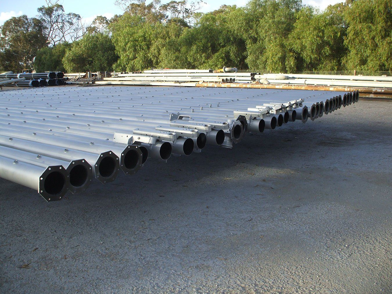Pipes laid horizontally