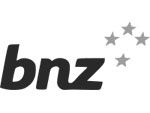 a black and white logo for bnz with three stars .
