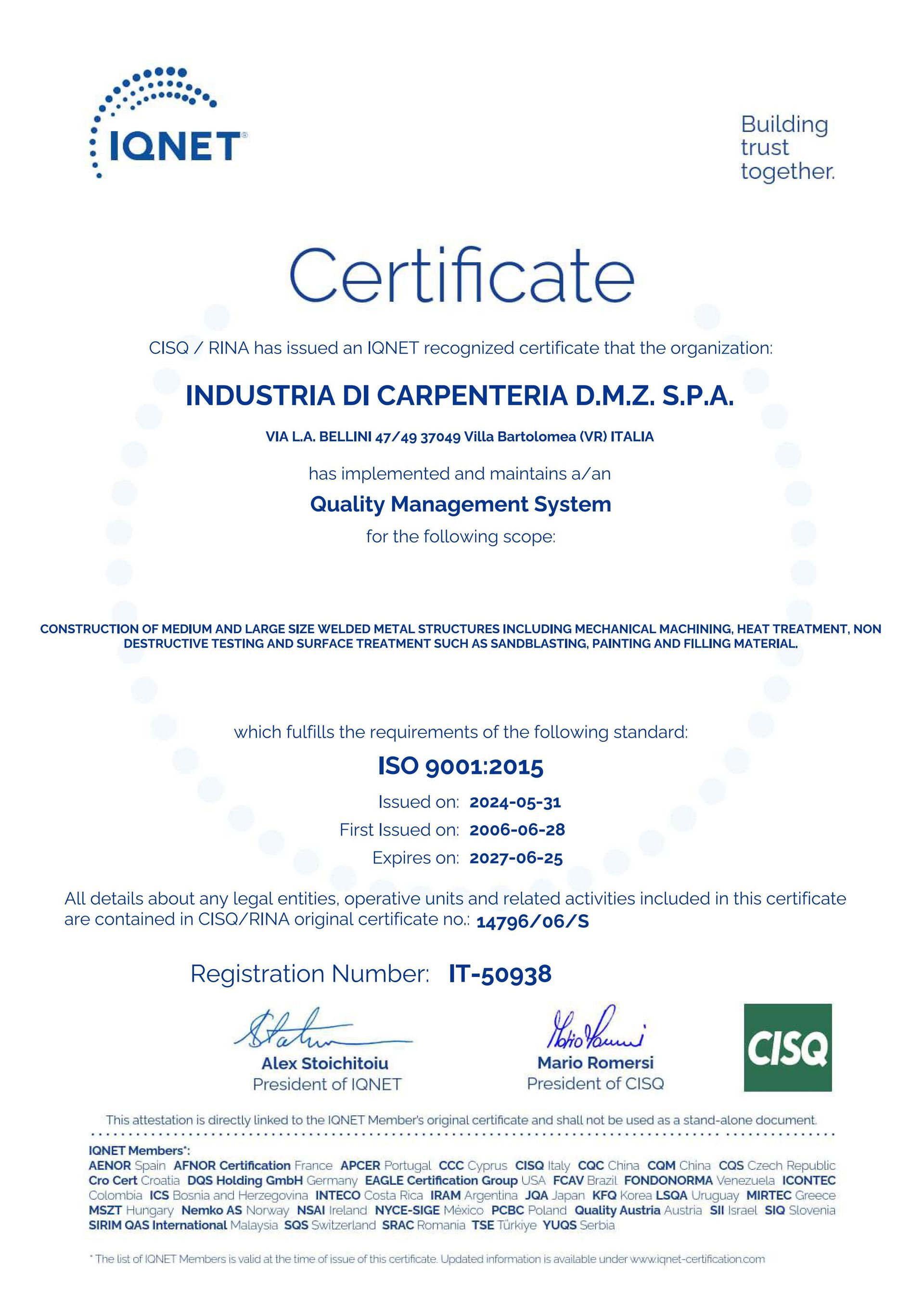 Certificato ISO 9001
