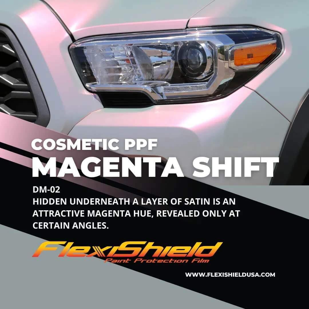 A cosmetic ppf magenta shift is a hidden underneath a layer of satin