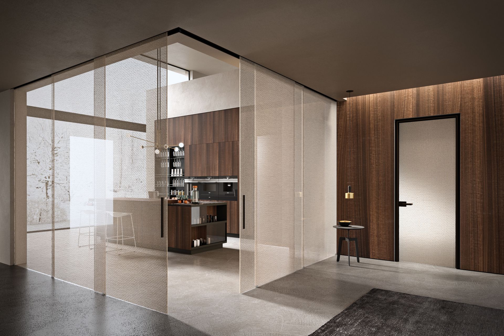 Porte per interni a Pordenone in vetro in una cucina minimal