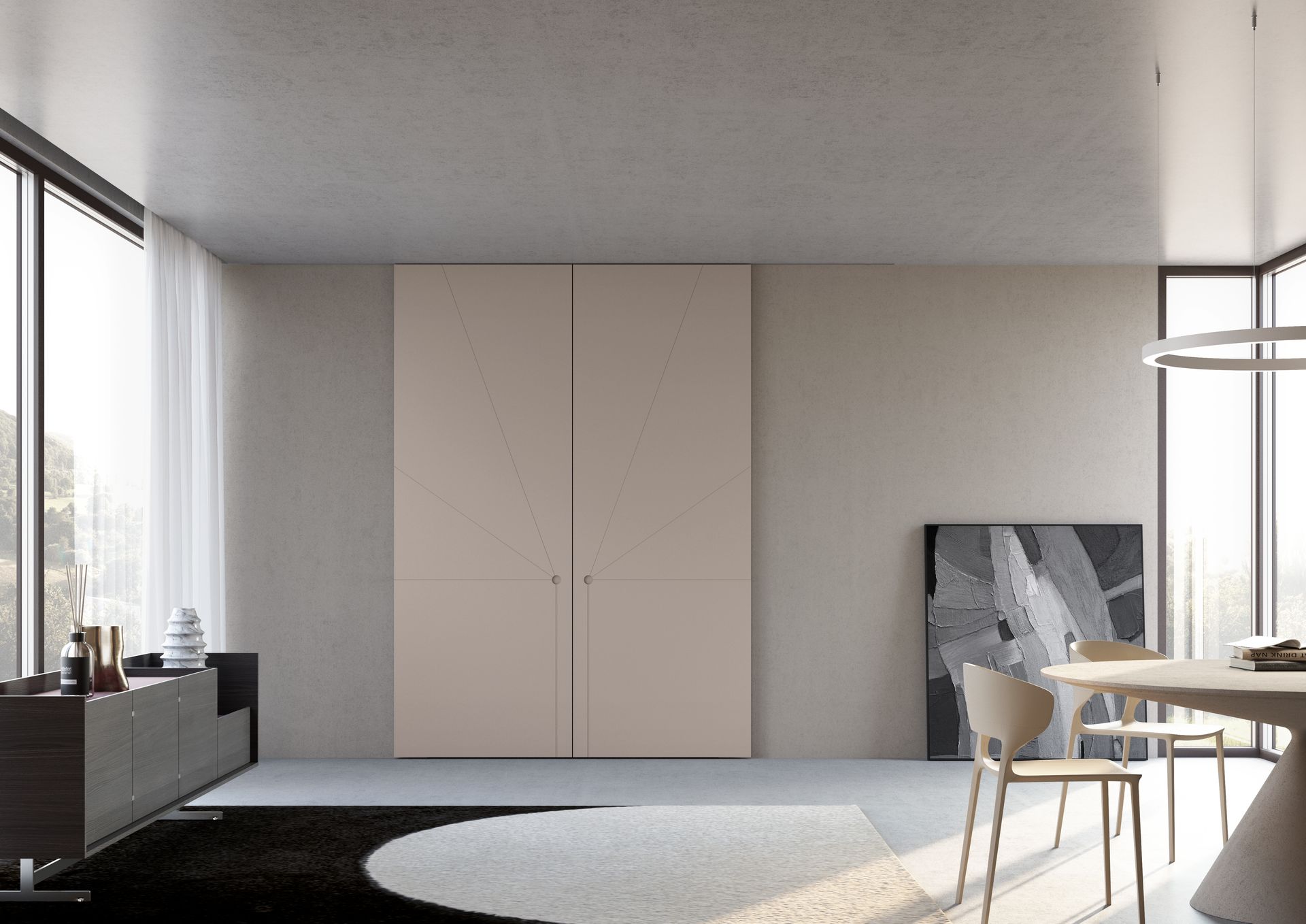 Doppia porta in legno per interni color beige