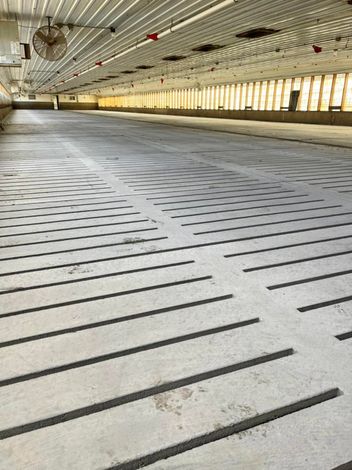 The floor of a building with a lot of lines on it.