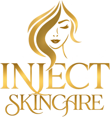 Gold Inject SkinCare logo with stylized female face icon and text
