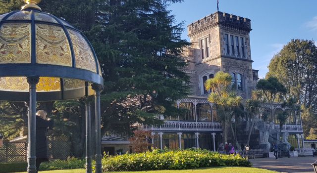 Larnach Castle and its garden gazebo