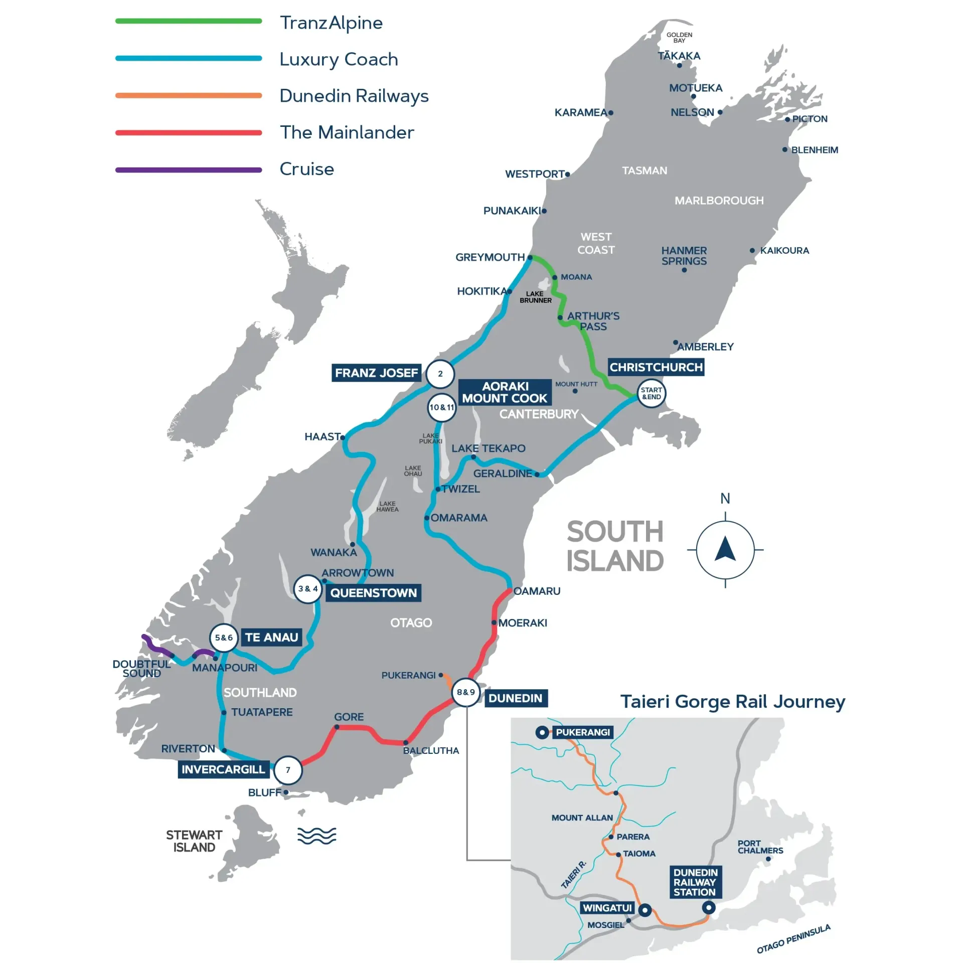 Sir Edmund Hillary Explorer 12-Day Winter Edition 2026 route map, full size