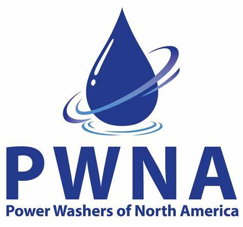 PWNA logo: Blue water droplet with swirling lines, over the text