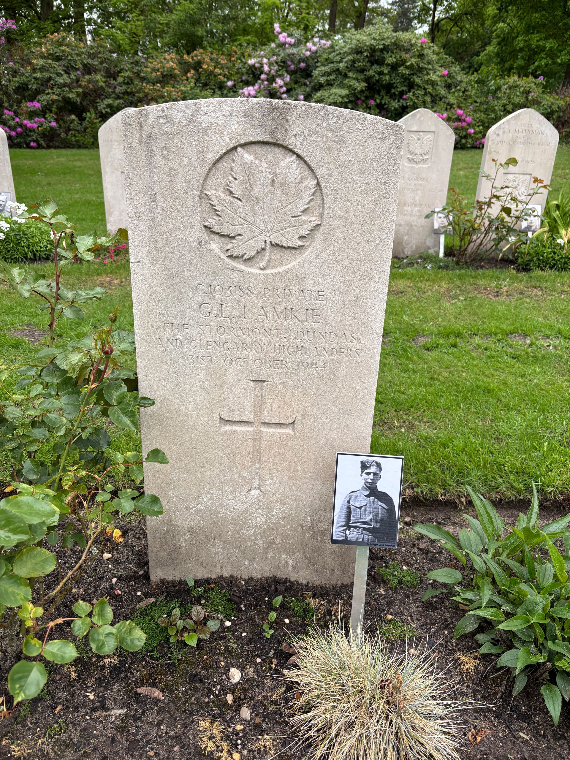 Lyle's grave at Mook War Cemetery. 