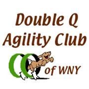 Double Q Agility Club of WNY logo with brown dog jumping through green rings