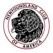 Newfoundland Club of America logo with black Newfoundland dog in a red circular emblem