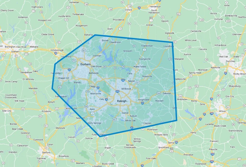 Map of Raleigh/Durham area