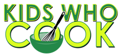 A logo for kids who cook with a bowl and whisk