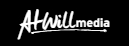 White “AtWillmedia” logo on a black background