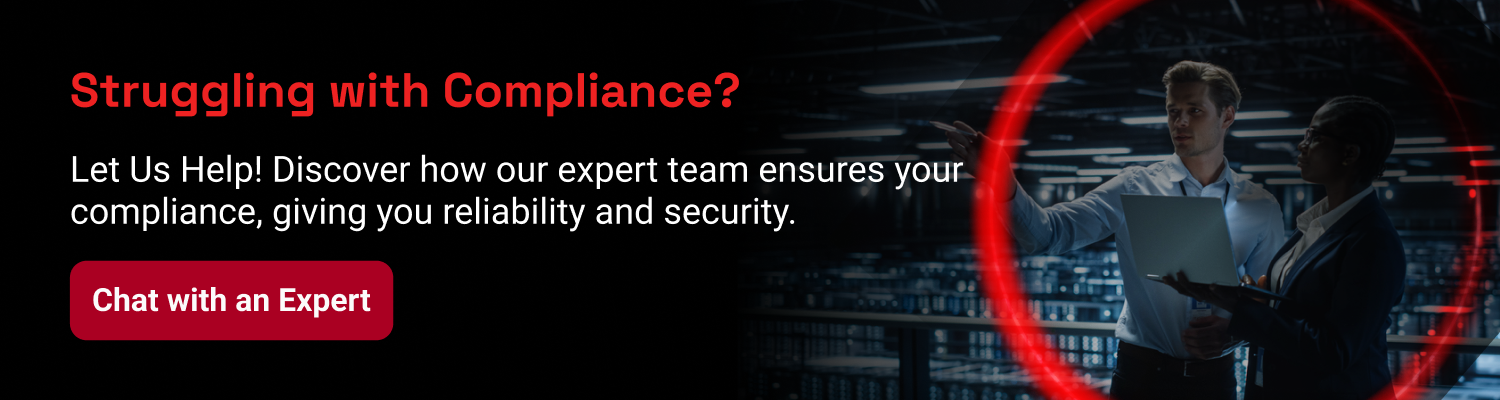 An ad for struggling with compliance with a red button