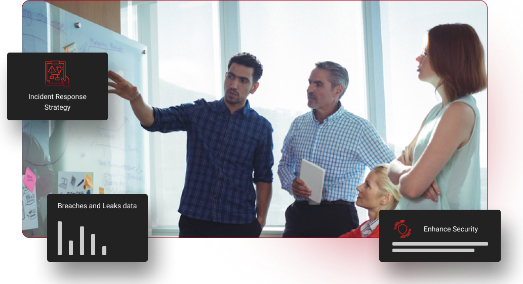 A group of people are standing in front of a white board with a number 3 on it