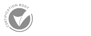 A certification body logo with a check mark in a circle on a white background.