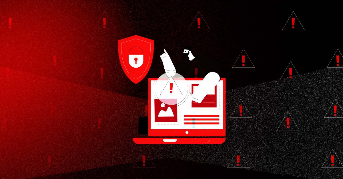 An illustration of a laptop with a shield and a bottle coming out of it.