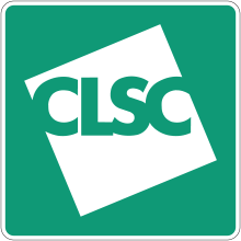 Un panneau vert avec un carré blanc et le mot clsc dessus.